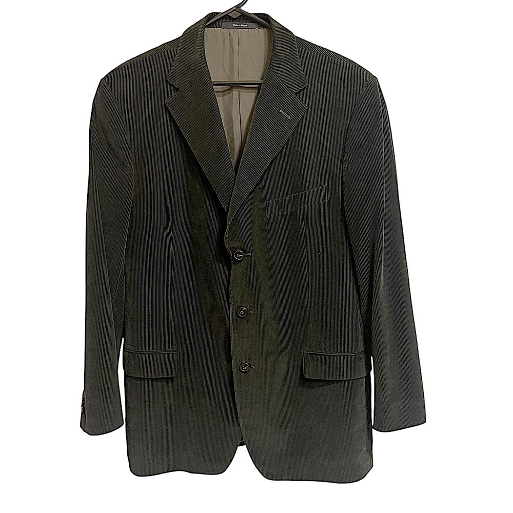 Z Zegna Black Cotton Corduroy Blazer Size 56/46R
